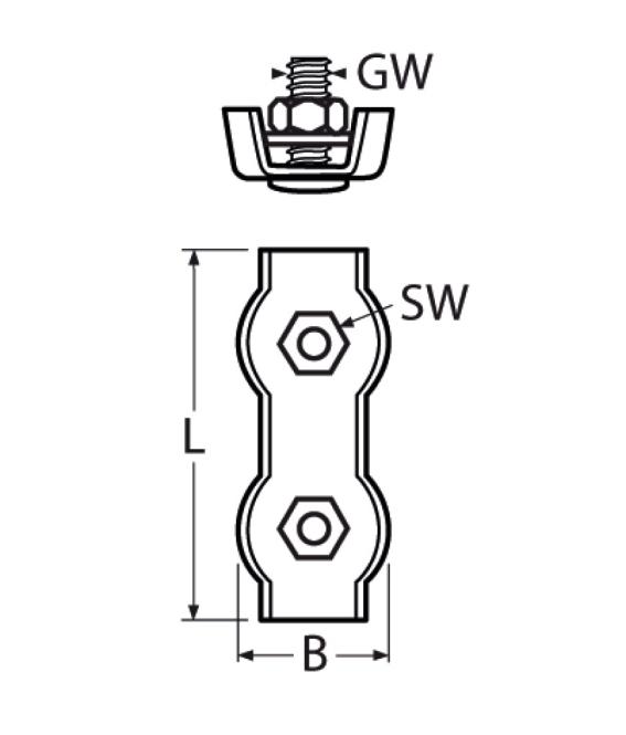 SERRE-CABLE PLAT DOUBLE INOX A4